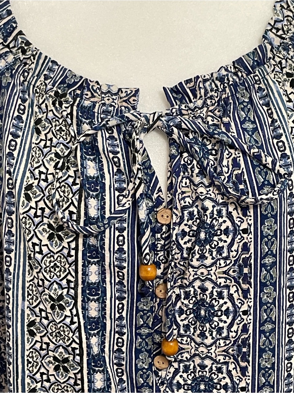 EC Naïf Blue and White Boho Printed Tunic Dress Plus Size 3X - Picture 8 of 14